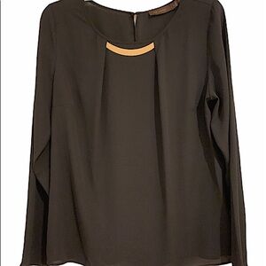 The Limited sheer black blouse with gold necklace size medium sexy chic